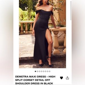 Split corset off shoulder maxi formal dress